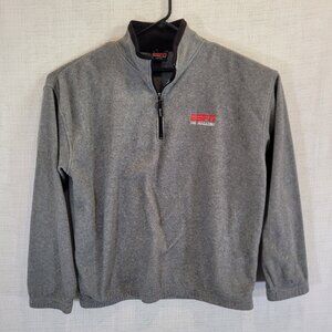 Y2K ESPN The Magazine Sweatshirt Mens XL Gray 1/4 Zip Fleece Pullover